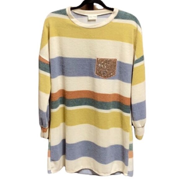 Lovely Melody Multi Stripe L/S Crew Neck Tunic - Picture 1 of 7